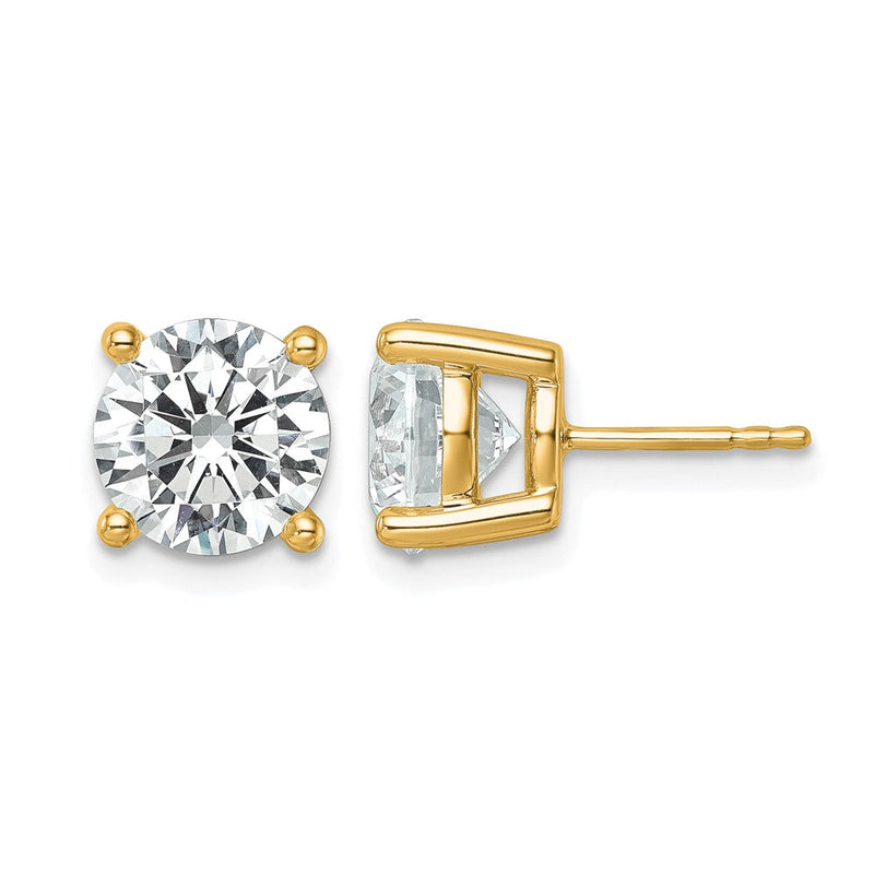 14K Gelbgold Ohrstecker mit 6K zertifizierten, im Labor gezüchteten Diamanten, VS/SI+ G+, rund, komplette Vier-Krappen-Fassung, leichtgewichtig