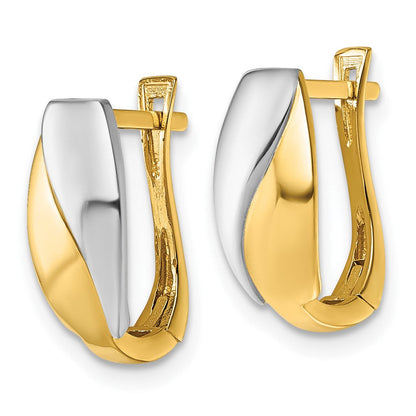 14K Gelbgold mit Rhodium Poliert Klappbar Creolen