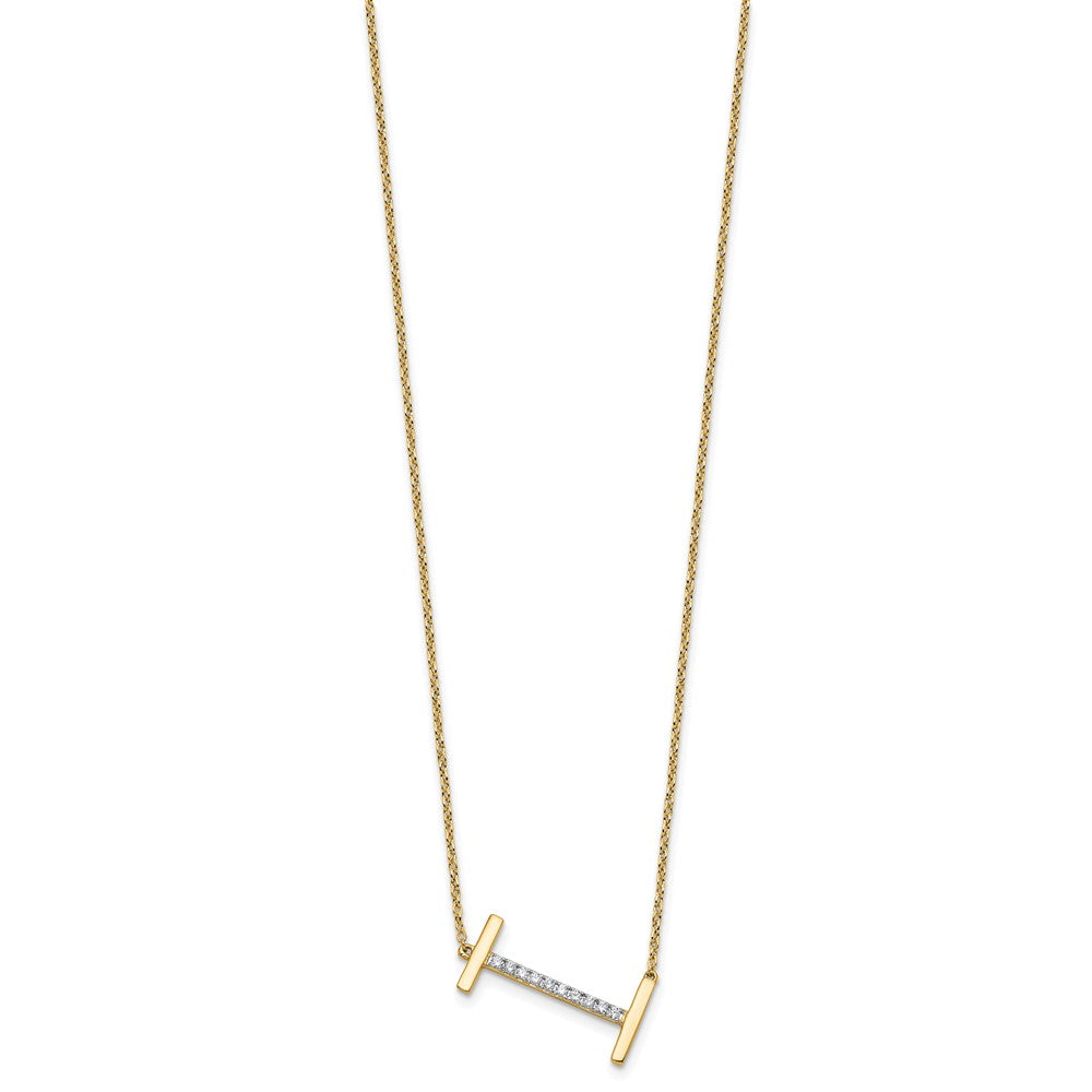 14K Gelbgold Seitlich Diamant Initiale I 18 Zoll Halskette