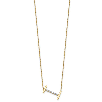 14K Gelbgold Seitlich Diamant Initiale I 18 Zoll Halskette
