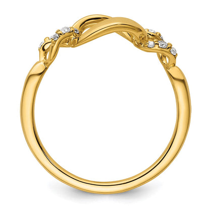 14K Gelbgold Poliert Diamant Wellenförmiger Ovaler Fashion-Ring