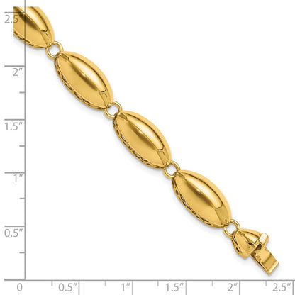 14K Gelbgold Poliert 8.2mm Fantasie Oval Glieder Gliederarmband
