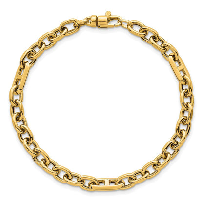 14K Gelbgold Poliert 5.7mm Oval und Anker Glieder Gliederarmband