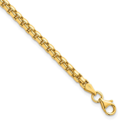14K Gelbgold Poliert 3.5mm Abgerundet Venezianer Kette Herren Armband