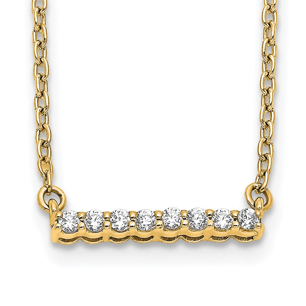 14K Gelbgold Poliert 1/10 Karat Diamant Stab 18 Zoll Halskette