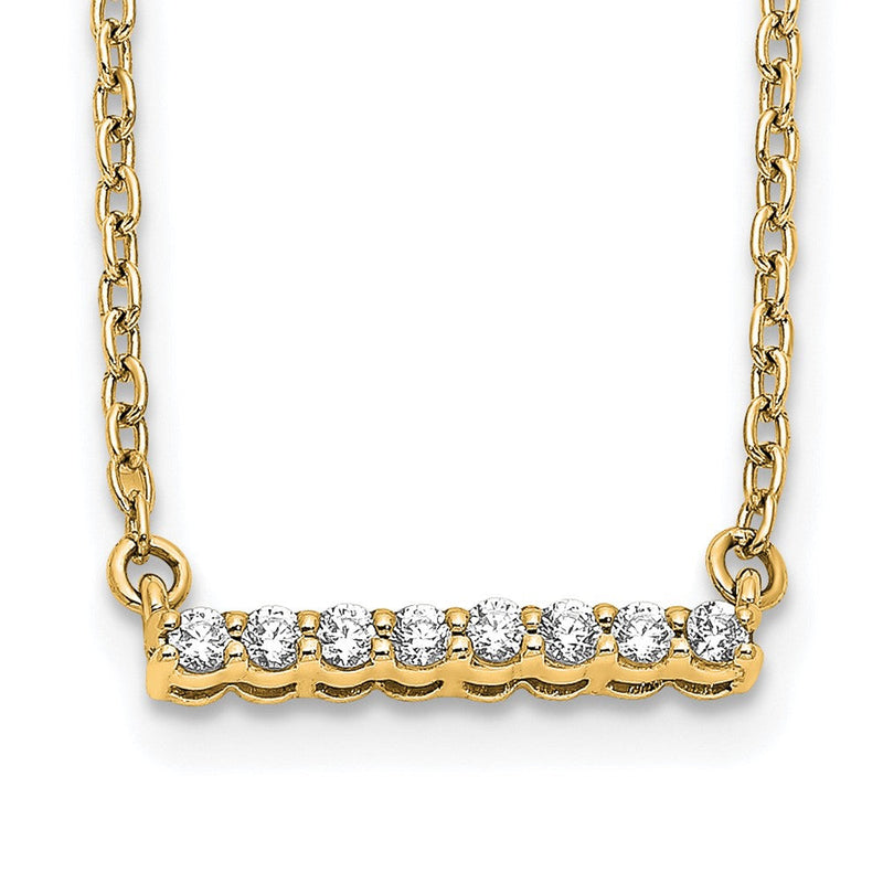 14K Gelbgold Poliert 1/10 Karat Diamant Stab 18 Zoll Halskette