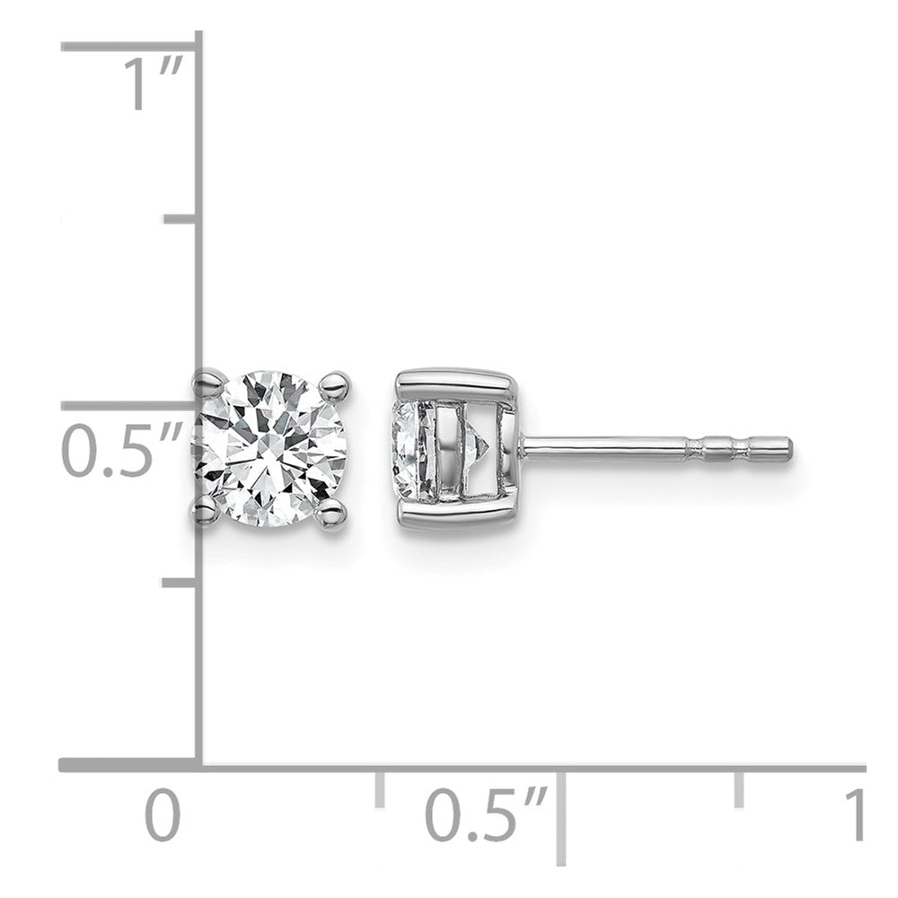 14K Weißgold Ohrstecker mit 1K zertifiziertem im Labor gezüchtetem Diamant, VS/SI+ G+, rund, komplette Vierzacken-Fassung, leichtgewichtig