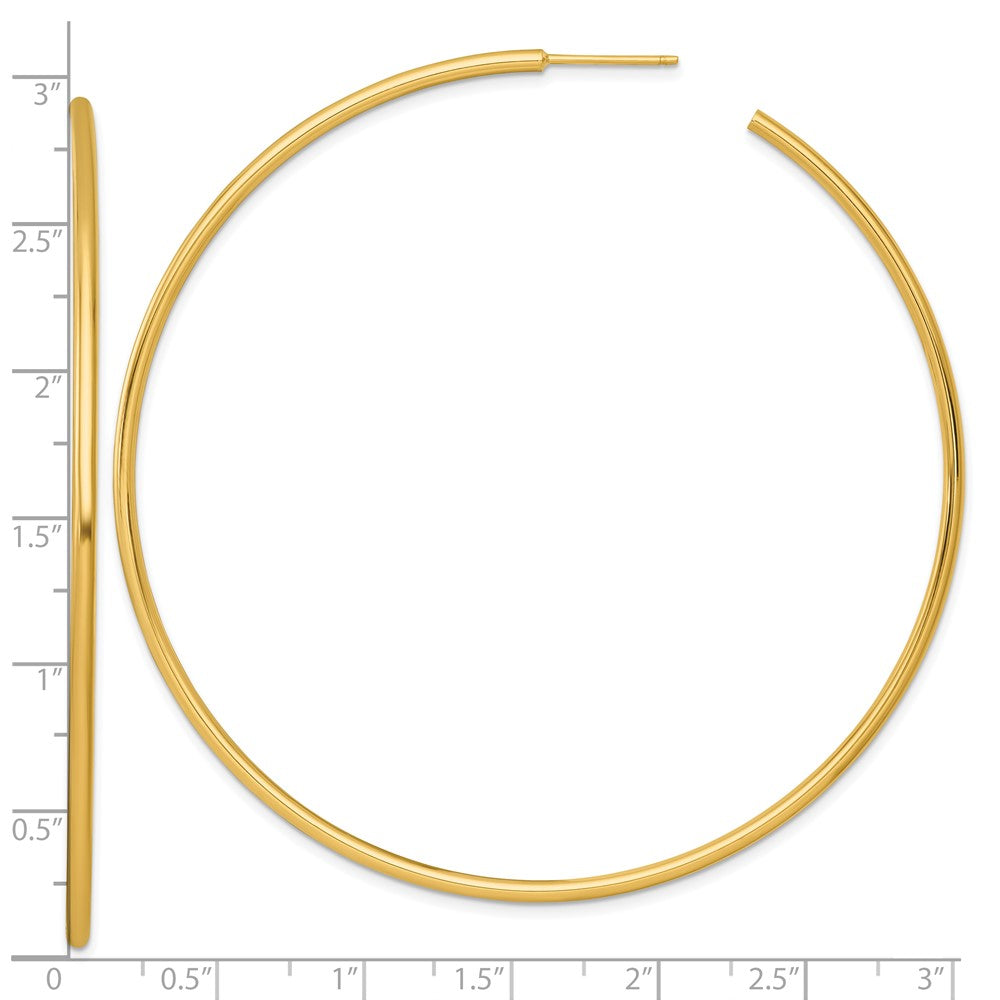 14K Gelbgold Poliert 2.0 X 75mm Röhre C-hoop Ohrstecker