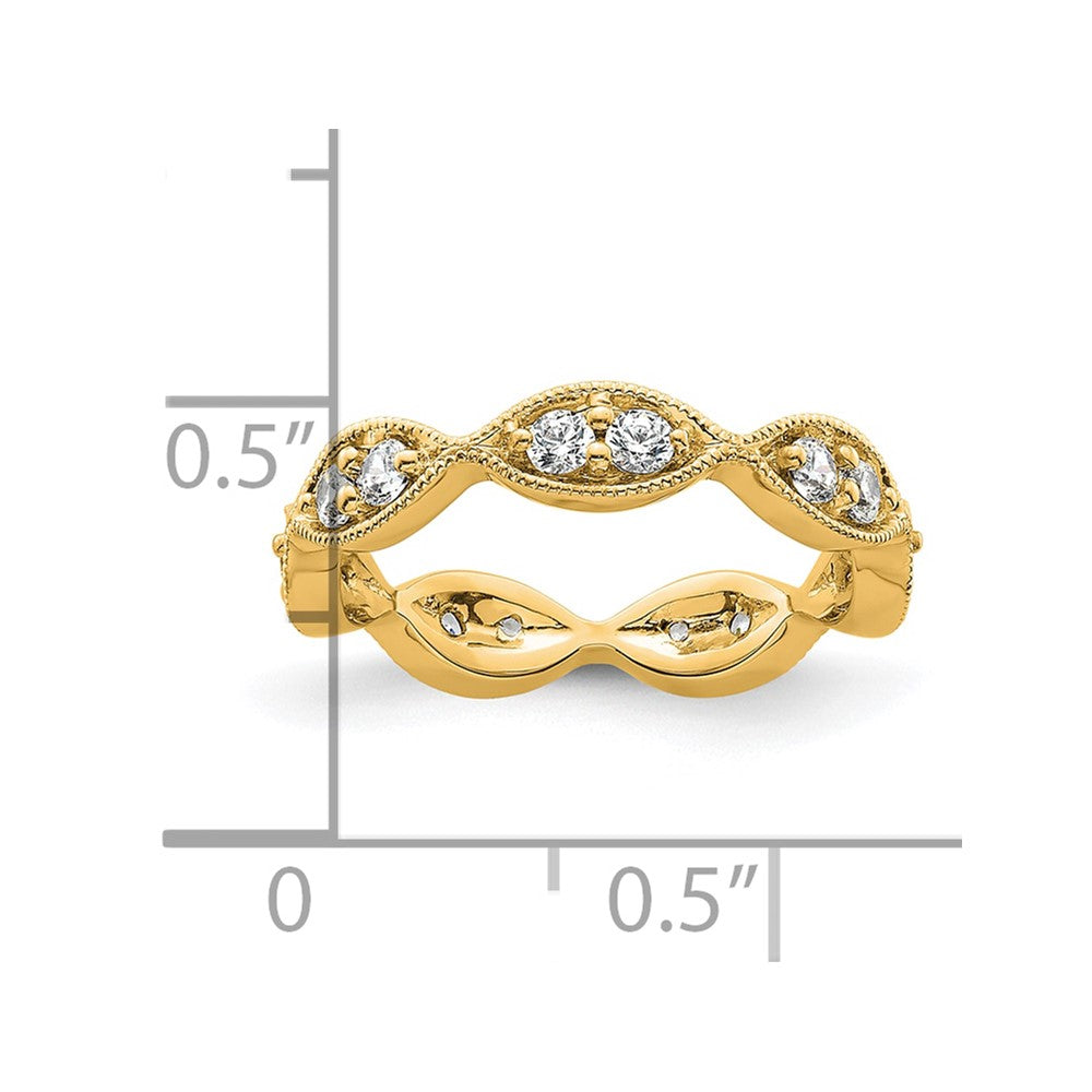 14K Gelbgold Poliert Größe 4.5 Vintage Pavé 1/2 Karat Diamant Komplett Memoire Ehering Ring
