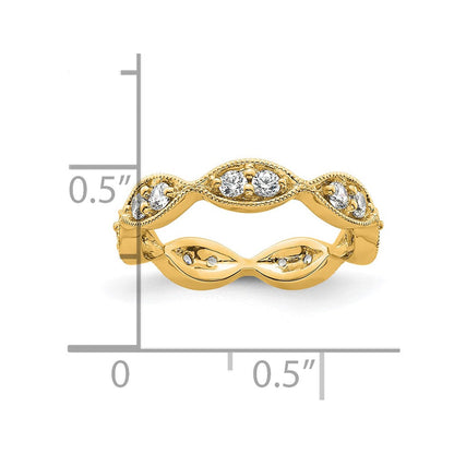 14K Gelbgold Poliert Größe 4.5 Vintage Pavé 1/2 Karat Diamant Komplett Memoire Ehering Ring