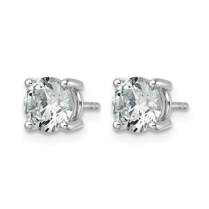 14K Weißgold Ohrstecker mit 2,5K im Labor gezüchteten Diamanten, rund, VS/SI+ G+, leichte Vier-Krappen-Fassung, komplett