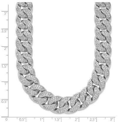 Sterlingsilber Schimmernd Sterlingsilber Rhodiniert Zirkonia 1300 Stein Panzer Glieder Halskette