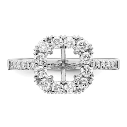 14K Weißgold Heiligenschein (holds 1.5 Karat (6.25mm) Asscher-cut Mittig) 3/4 Karat Diamant Halbfassung Verlobungsring