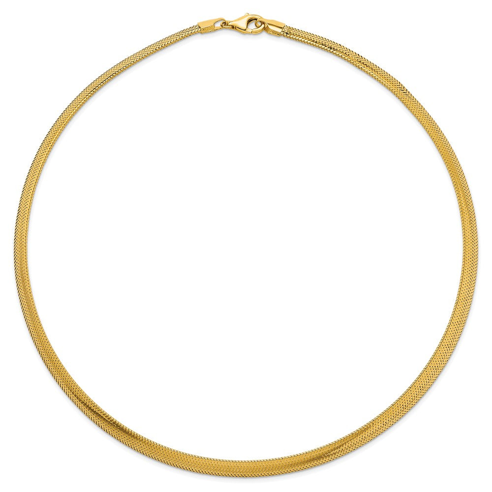 14K Gelbgold Poliert 6.1mm Geflochten Netz 17 Zoll Halskette