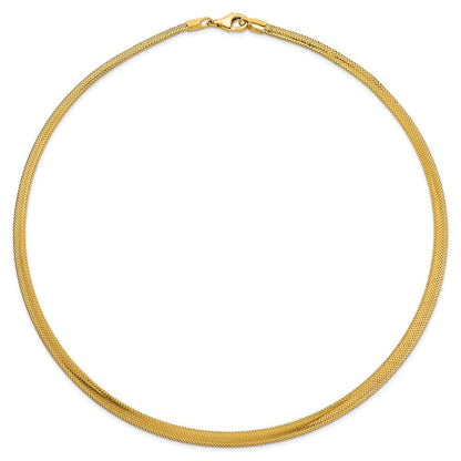 14K Gelbgold Poliert 6.1mm Geflochten Netz 17 Zoll Halskette