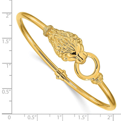 14K Gelbgold Poliert Löwe Kopf Klappbar Armreif