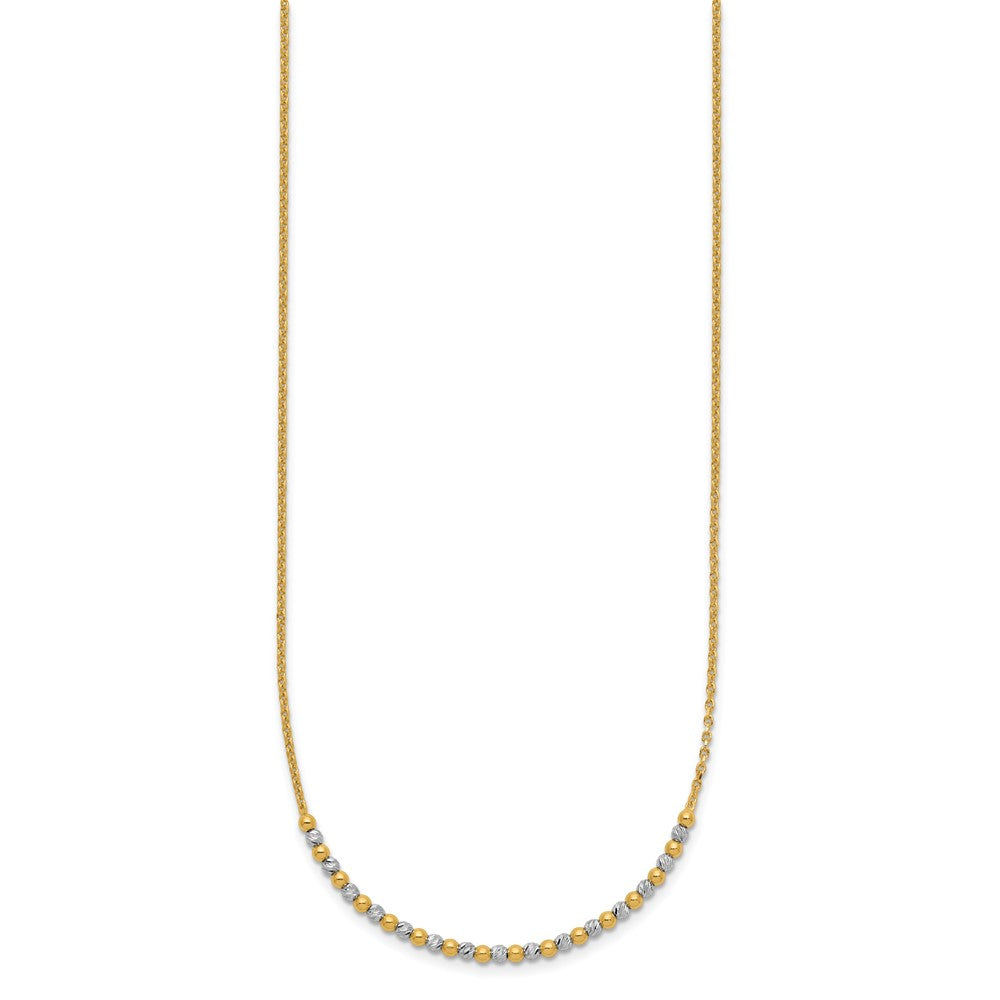 14K Bicolor Gold Bicolor Diamantiert Gekugelt 18 Zoll Halskette
