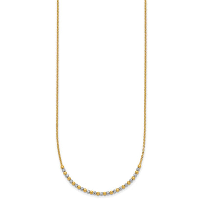 14K Bicolor Gold Bicolor Diamantiert Gekugelt 18 Zoll Halskette