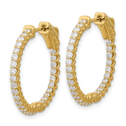 14K Gelbgold 1.12 Karat Diamant In/out Creole mit Sicherheits Verschluss Ohrringe