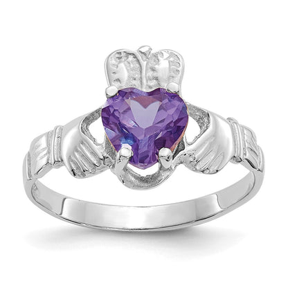 14K Weißgold June Zirkonia Herz Geburtsstein Claddagh Ring