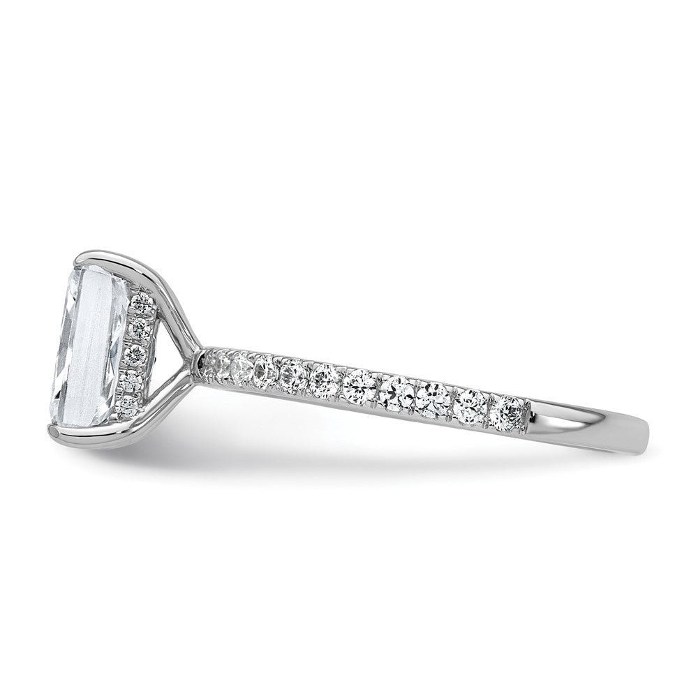 14K Weißgold 2K Zertifizierter Laborgezüchteter Diamant VS/SI+ G+ Radiant Solitär Verlobungsring mit Flair