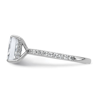 14K Weißgold 2K Zertifizierter Laborgezüchteter Diamant VS/SI+ G+ Radiant Solitär Verlobungsring mit Flair