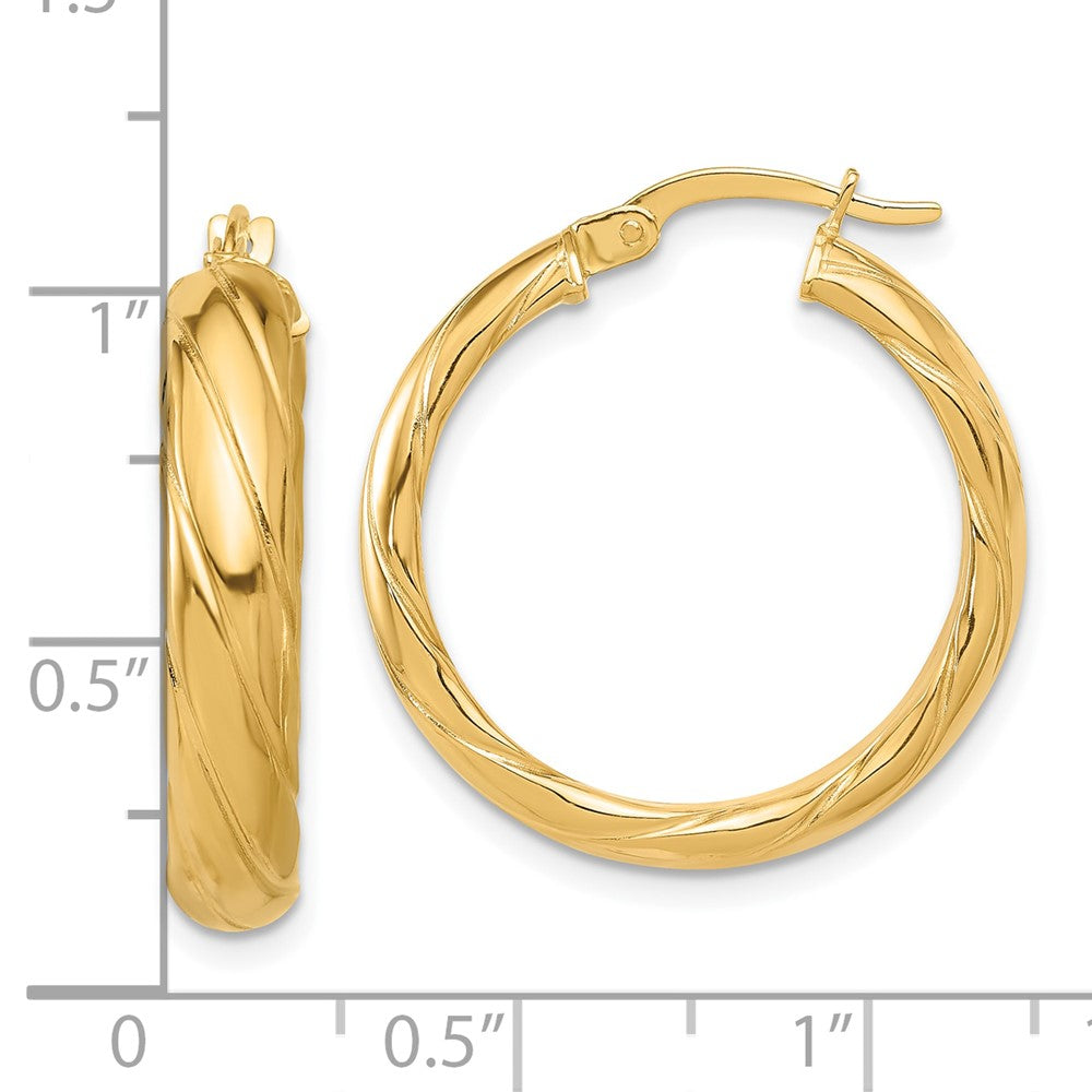 14K Gelbgold Poliert und Strukturiert Creolen