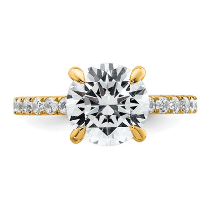 14K Gelbgold Verlobungsring "Solitär mit Flair" komplett, mit 3,5K zertifiziertem, im Labor gezüchtetem rundem Diamant VS+ F+