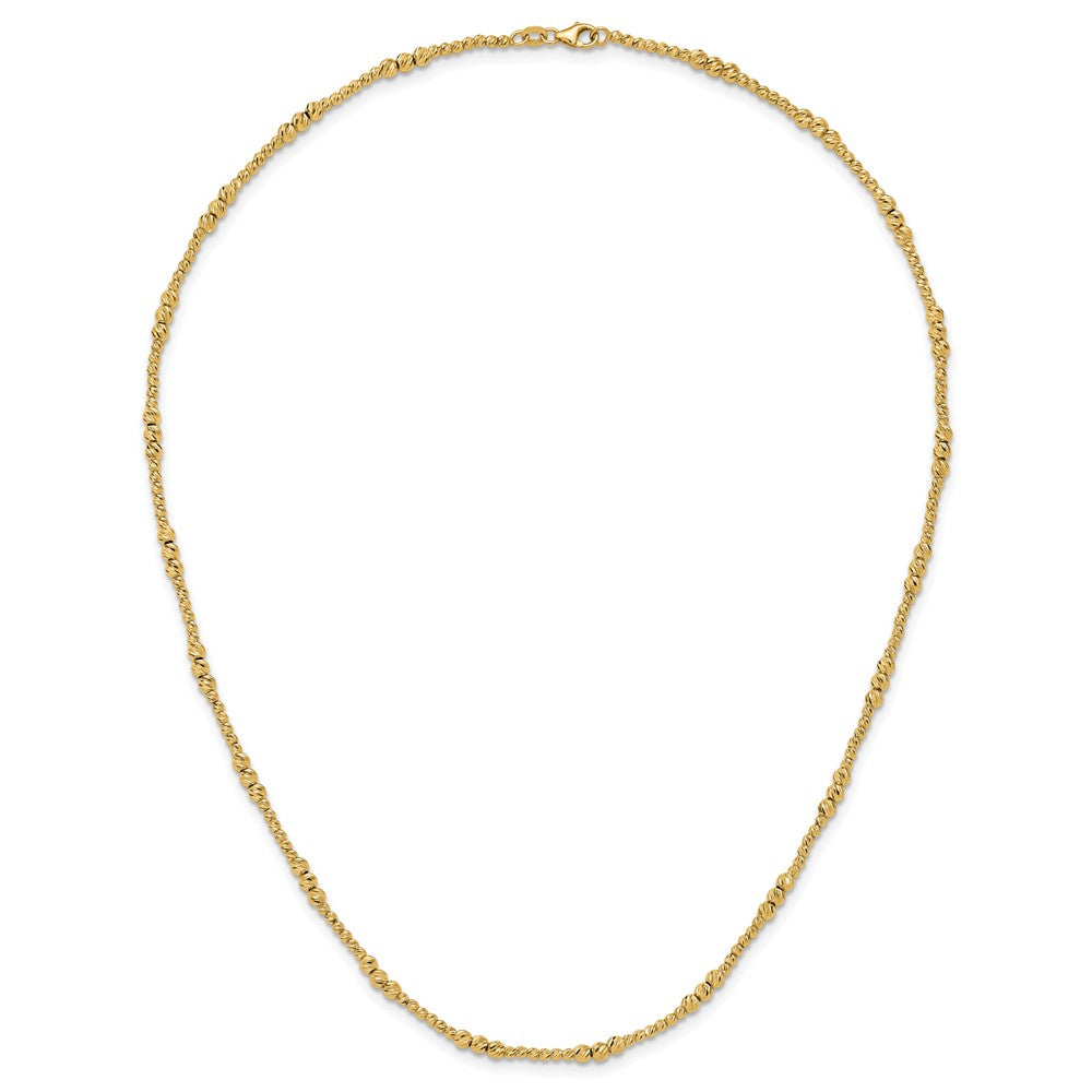 14K Gelbgold Diamantiert Gekugelt 18 Zoll Halskette