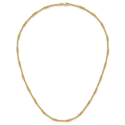 14K Gelbgold Diamantiert Gekugelt 18 Zoll Halskette