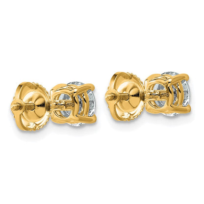 14K Gelbgold Ohrstecker mit 1,5 ct. im Labor gezüchteten Diamanten, VS+ F+, rund, komplett gefasst, Vierzack-Fassung, leichtgewichtig, mit Schraubverschluss