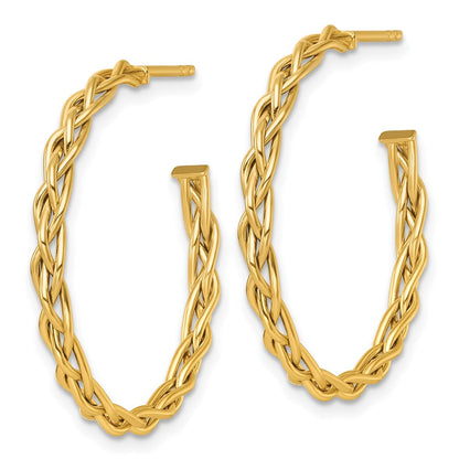14K Gelbgold Poliert Geflochten Braid 3 X 29mm C-hoop Ohrstecker