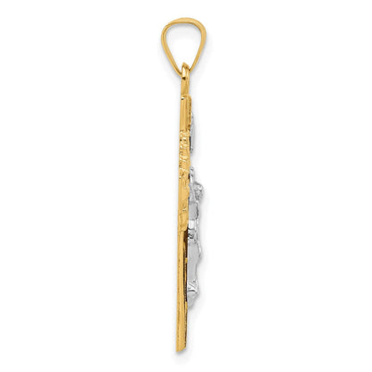 14K Bicolor Gold Hohl Inri Iona Kruzifix Pendent