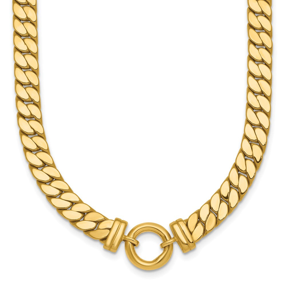 14K Gelbgold Poliert Flach Panzer Glieder mit Mittig Kreis Element 18 Zoll Halskette