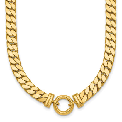 14K Gelbgold Poliert Flach Panzer Glieder mit Mittig Kreis Element 18 Zoll Halskette