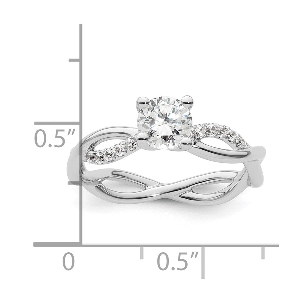 14K Weißgold Criss-Cross Diamant-Verlobungsring als Semi-Mount (für 0,75K (5,8 mm) runden Mittelstein) mit 0,2 ct. Diamanten