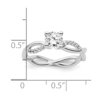 14K Weißgold Criss-Cross Diamant-Verlobungsring als Semi-Mount (für 0,75K (5,8 mm) runden Mittelstein) mit 0,2 ct. Diamanten