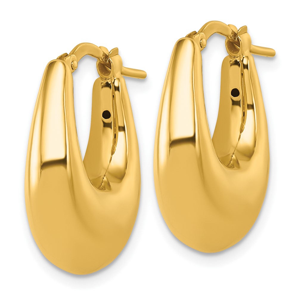 14K Gelbgold Poliert 7mm X 16mm Gewölbt Oval Creolen