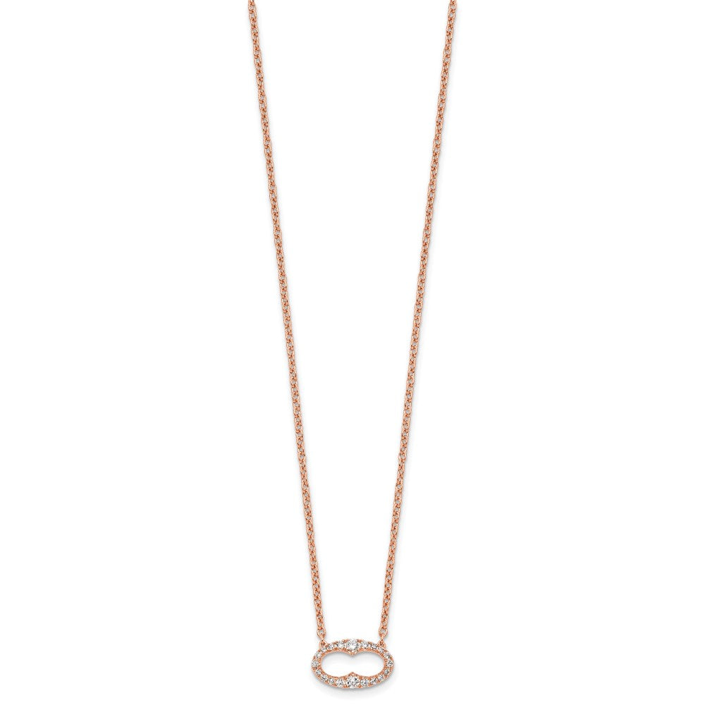 14K Roségold 1/4 Karat Diamant Oval 18 Zoll Halskette