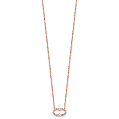 14K Roségold 1/4 Karat Diamant Oval 18 Zoll Halskette