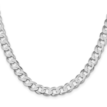Sterlingsilber Rhodiniert 7.5mm Flach Panzer 28 Zoll Kette