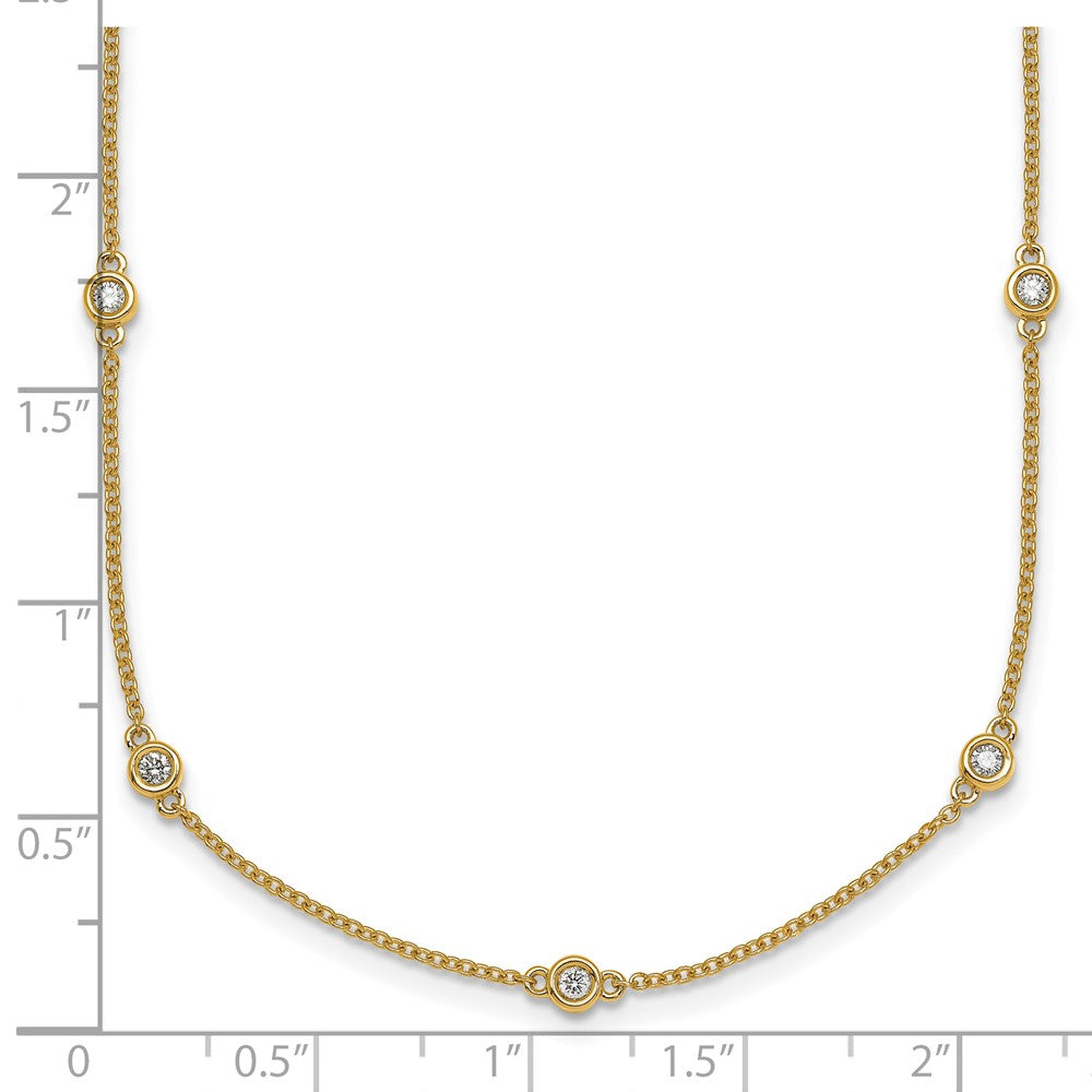 14K Gelbgold Komplett 3/8 Karat Zargenfassung-set Diamant und Ankerkette Kette 15-station 18 Zoll Halskette
