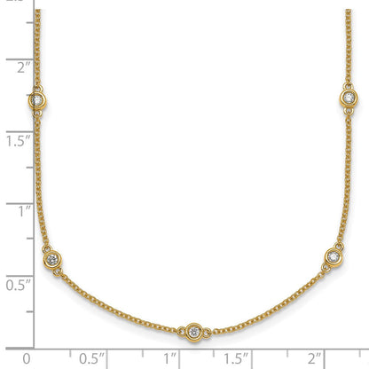 14K Gelbgold Komplett 3/8 Karat Zargenfassung-set Diamant und Ankerkette Kette 15-station 18 Zoll Halskette