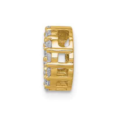 14K Gelbgold Poliert 1/4 Karat Diamant Kreis Kette Anhänger