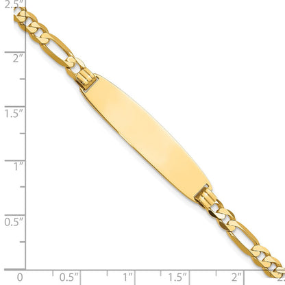 14K Gelbgold Poliert Massiv Kette/solid Platte Figaro Glieder Abgerundet 33x8.4mm Platte 8 Zoll Id Armband