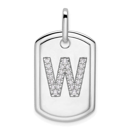 14K Weißgold Diamant-Erkennungsmarken-Charm mit Initiale W