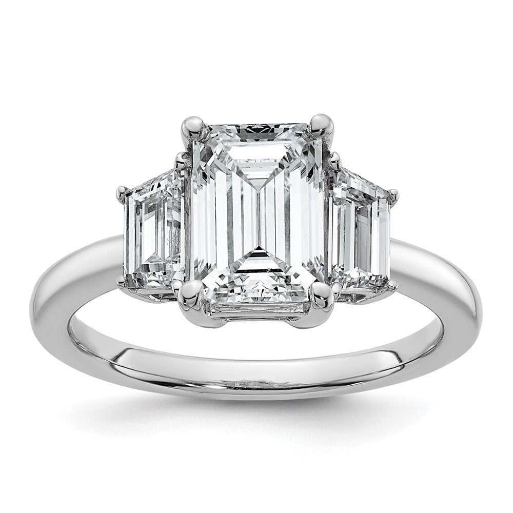 14K Weißgold 3/4ct Im Labor Gezüchtet Diamant Vs+ F+ Halbfassung Smaragd Mittig Ring