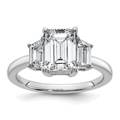 14K Weißgold 3/4ct Im Labor Gezüchtet Diamant Vs+ F+ Halbfassung Smaragd Mittig Ring