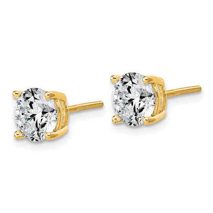 14K Gelbgold Ohrstecker mit 4 ct. Laborgezüchteten Diamanten, VS/SI+ G+, rund, komplette Vierzacken-Fassung, leichtgewichtig, mit Schraubverschluss