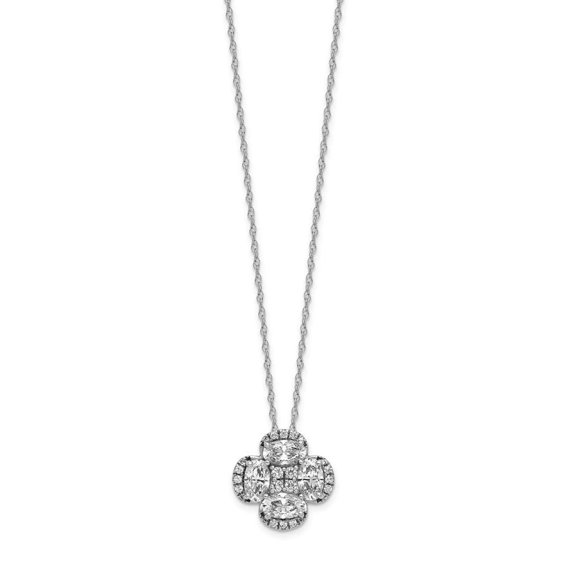 14K Weißgold Anhänger mit Diamant-Cluster (VS/SI+ G+, im Labor gezüchtet) und Kette